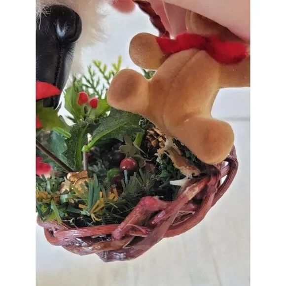 Mrs claus ice skate teddy bear basket flower figure xmas decor